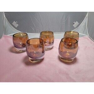 Mikasa Home Accents Solaris Amber Votive Candle Holders Heavy Bases 5